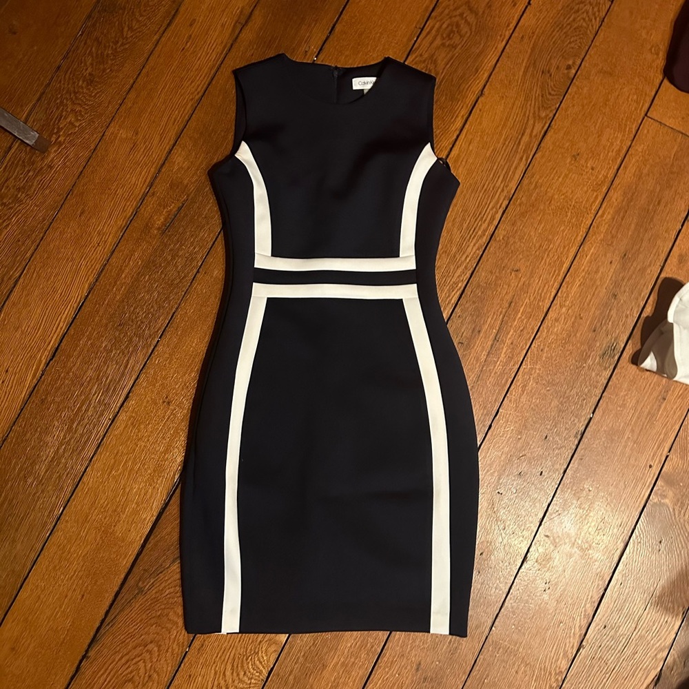 Calvin Klein Navy and White Mini Dress